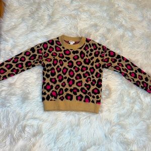Forever 21 Girls Tan, Pink, and Black Leopard Sweater